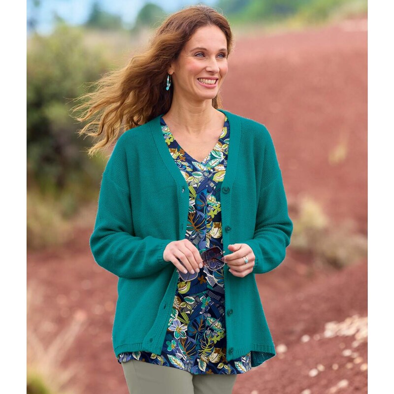 Jednofarebný klasický pletený sveter s výstrihom do V Atlas For Men 62343983