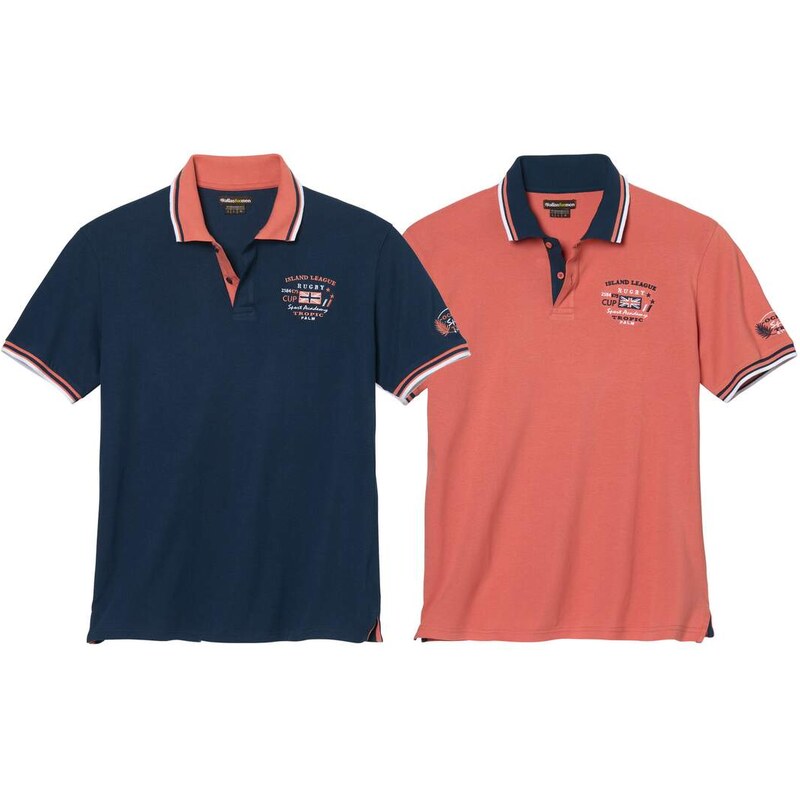 Sada 2 polokošieľ z piké úpletu Sportmen Atlas For Men Oranžová 63234878