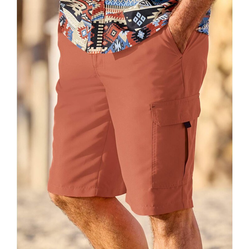 Kapsáčové bermudy z mikrovlákna Terracotta Atlas For Men Oranžová 63205742