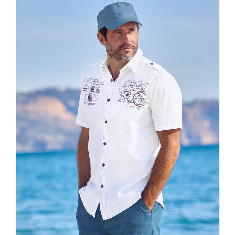 Košeľa v štýle uniformy Sunset Tropic Atlas For Men Biela 63234879