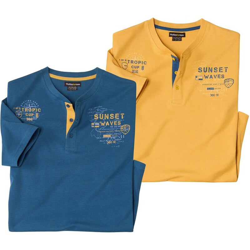 Sada 2 tričiek so zapínaním na gombíky Tropic Cup Atlas For Men Modrá 63105707