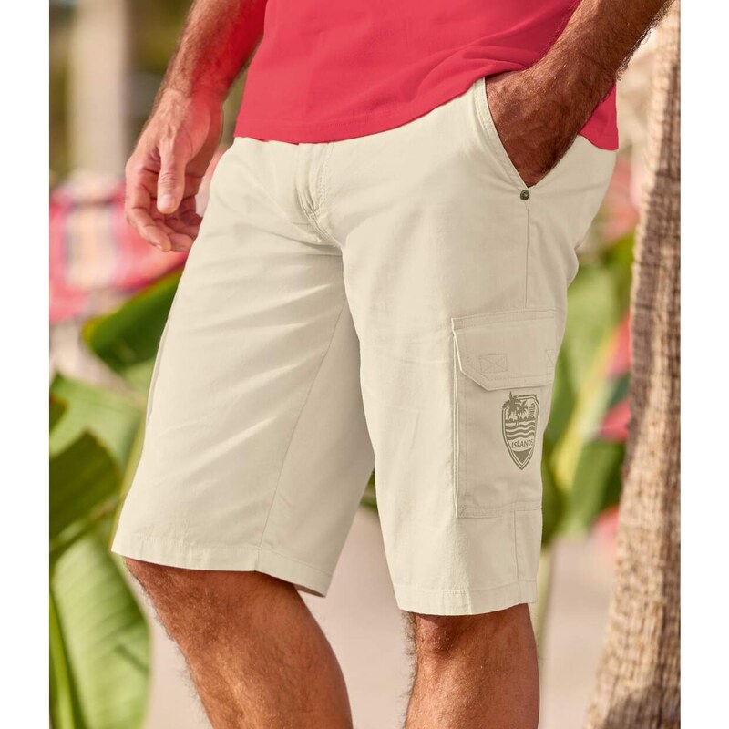 Plátenné bermudy s 2 kapsáčovým vreckami Atlas For Men Béžová 63205740