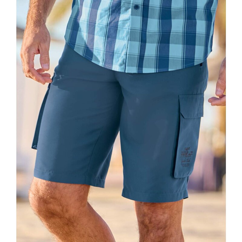 Kapsáčové voľnočasové bermudy z mikrovlákna Atlas For Men Modrá 63224460