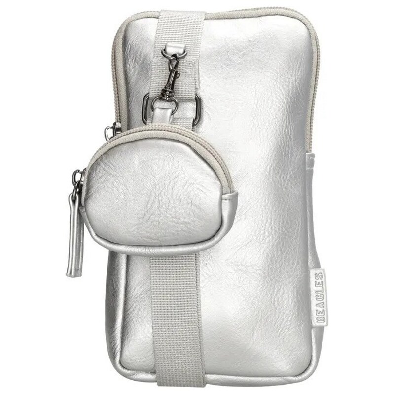 Beagles Strieborná kožená kabelka na mobil + mini vrecúško „DuoCarry“ 63297144
