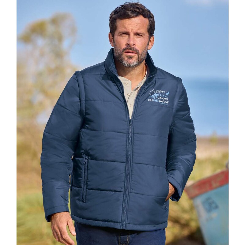 Prešívaná bunda 2 v 1 s odnímateľnými rukávmi Trek Atlas For Men Modrá 61941283