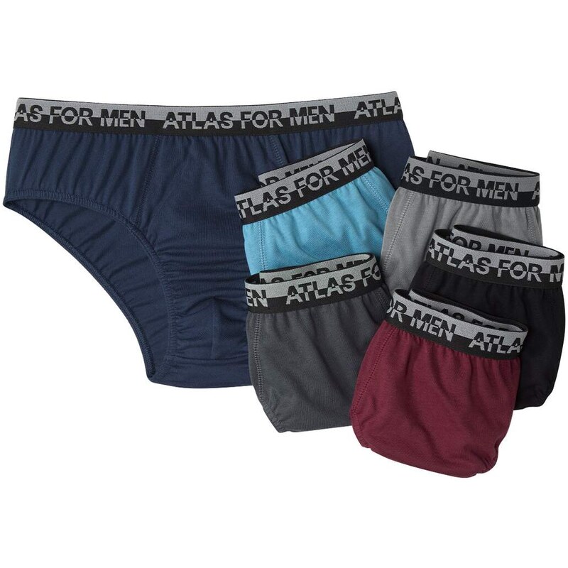 Sada 6 jednofarebných slipov Atlas For Men Sivá 61681984
