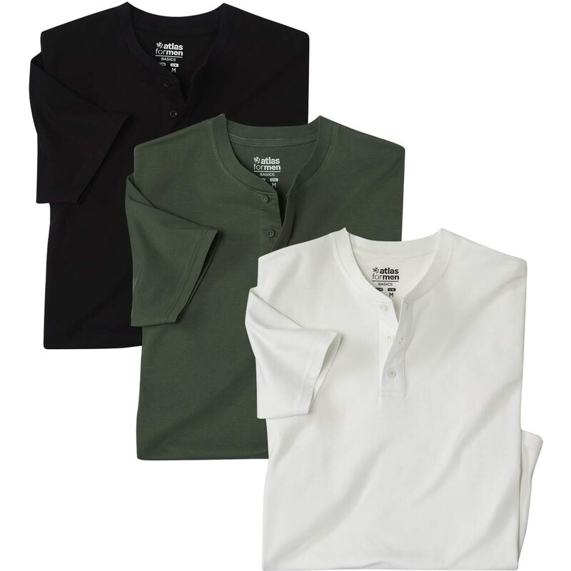 Sada 3 tričiek so zapínaním na gombíky Atlas For Men Čierna 61681990