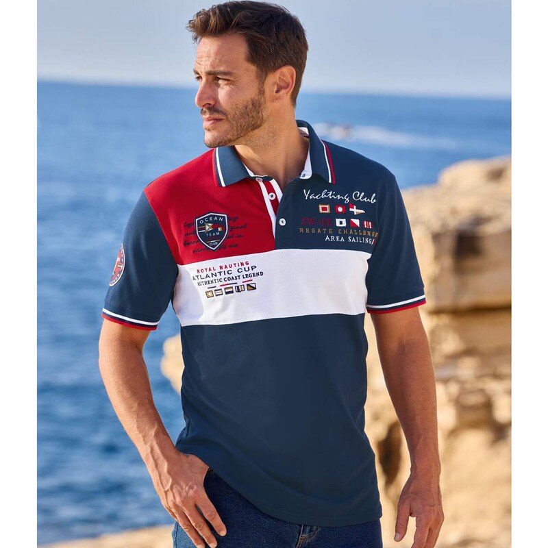 Polokošeľa zo strečového piké úpletu Yachting Club Atlas For Men Modrá 62747970