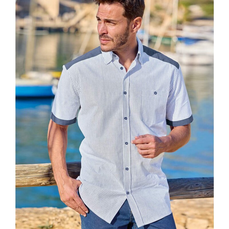 Prúžkovaná popelínová košeľa Casual Atlas For Men Pruhovaná 62747962