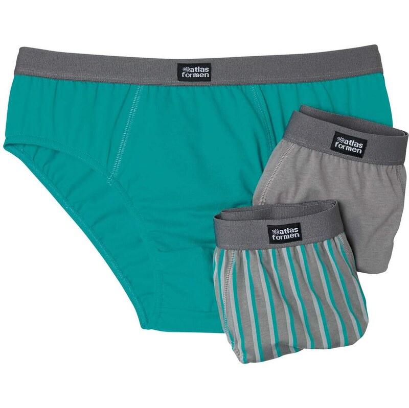 Sada 3 bavlnených slipov Atlas For Men Pruhovaná 63298003