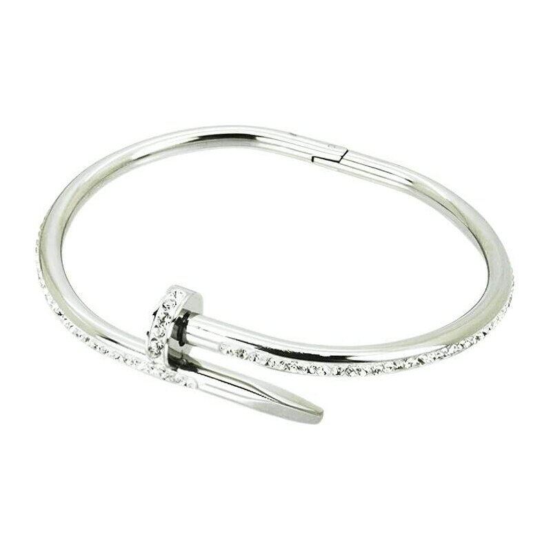 Glory Dámsky oceľový náramok strieborný klinec zdobený zirkónmi 659 63302407