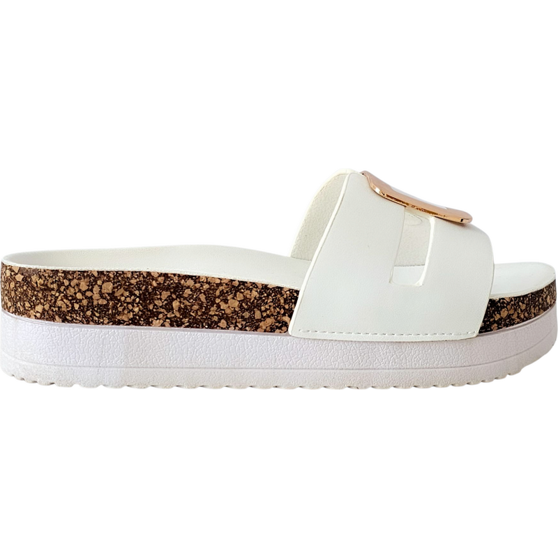 Biele Šľapky Laura Biagiotti Cork Calf White 63302746