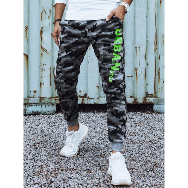 Dstreet Trendy maskáčové tepláky pre pánov v šedom farebnom prevedení 63302843