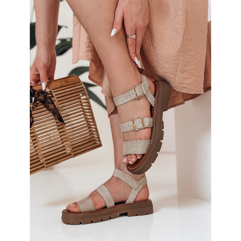 BASIC Béžové dámske sandále s prackami SOLARIA ZY0888 63302860