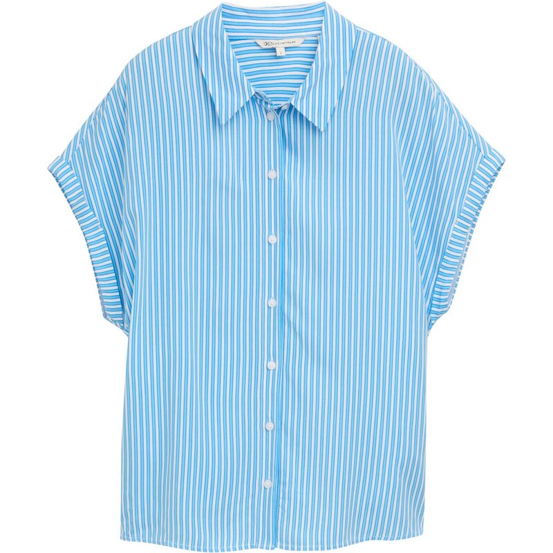 TOM TAILOR DENIM Blúzka azúrová / svetlomodrá / biela 63309915