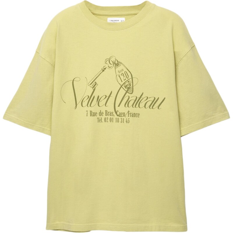Pull&Bear Tričko HOTEL LIMA limetová / tmavozelená 63326180