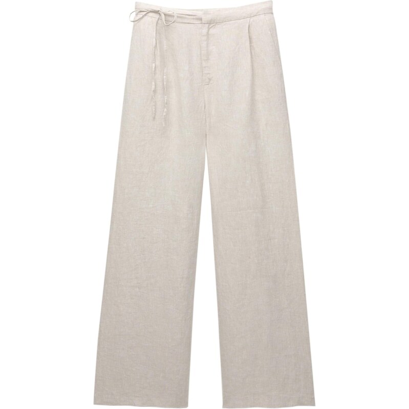 Pull&Bear Plisované nohavice tmelová 63336542