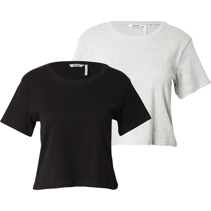 Monki Tričko sivá melírovaná / čierna 65905272
