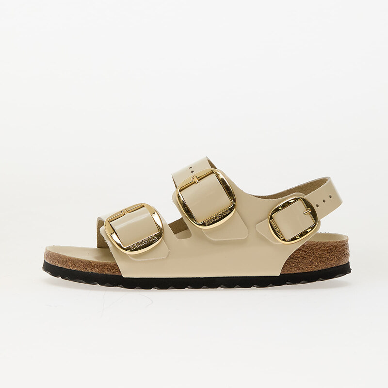 Birkenstock Milano Big Buckle Natural Leather Patent High-Shine Ecru 63312933