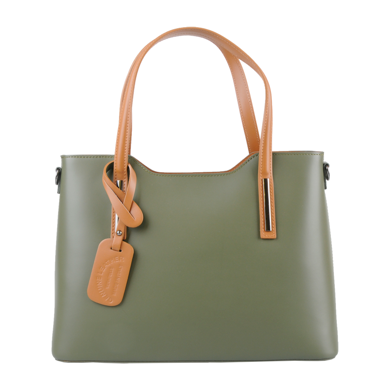 Zelená kožená talianska kabelka Isidora Verde Scura Camel NovaKabelka 63316580