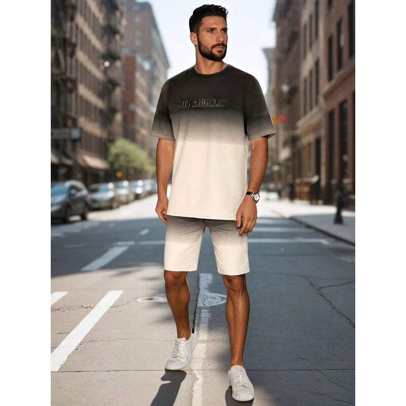 Dstreet Ombré biely pánsky komplet s nápisom 63314794