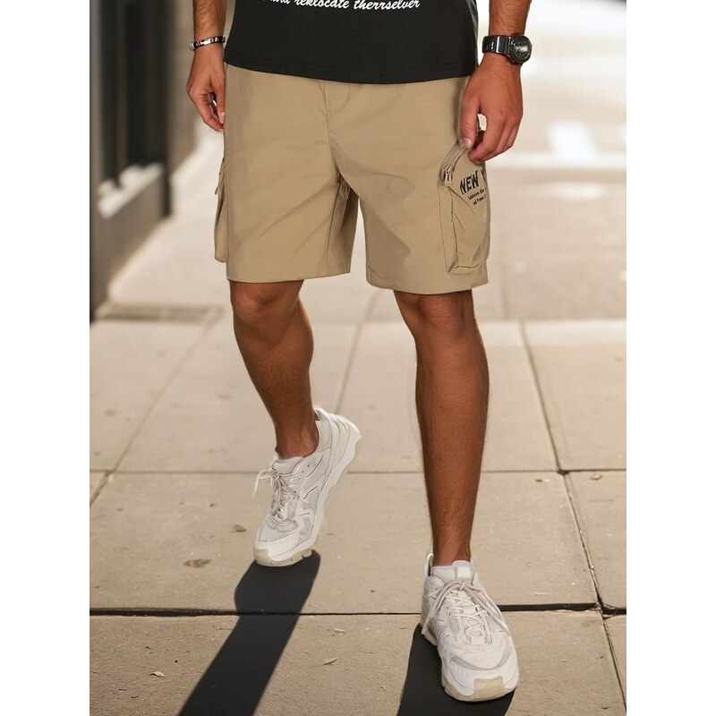 Dstreet Moderné hnedé kapsáčové kraťasy 63774186