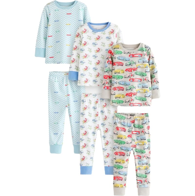 Next Pyžamo 3er-Pack modrá / zelená / svetločervená / biela 63325817