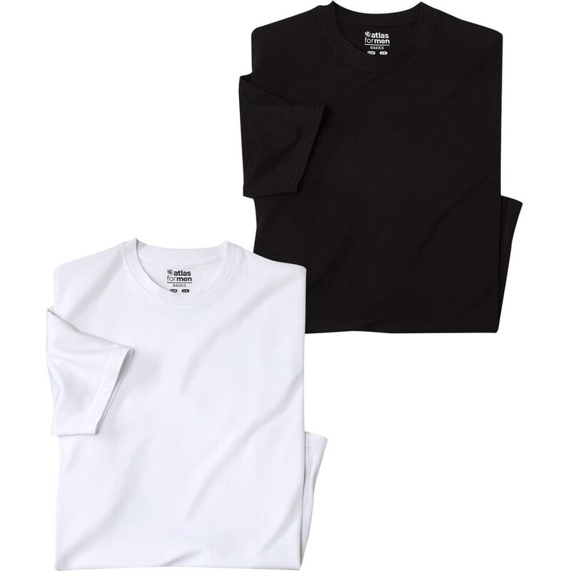 Sada 2 jednofarebných bavlnených tričiek Atlas For Men Čierna 63314759