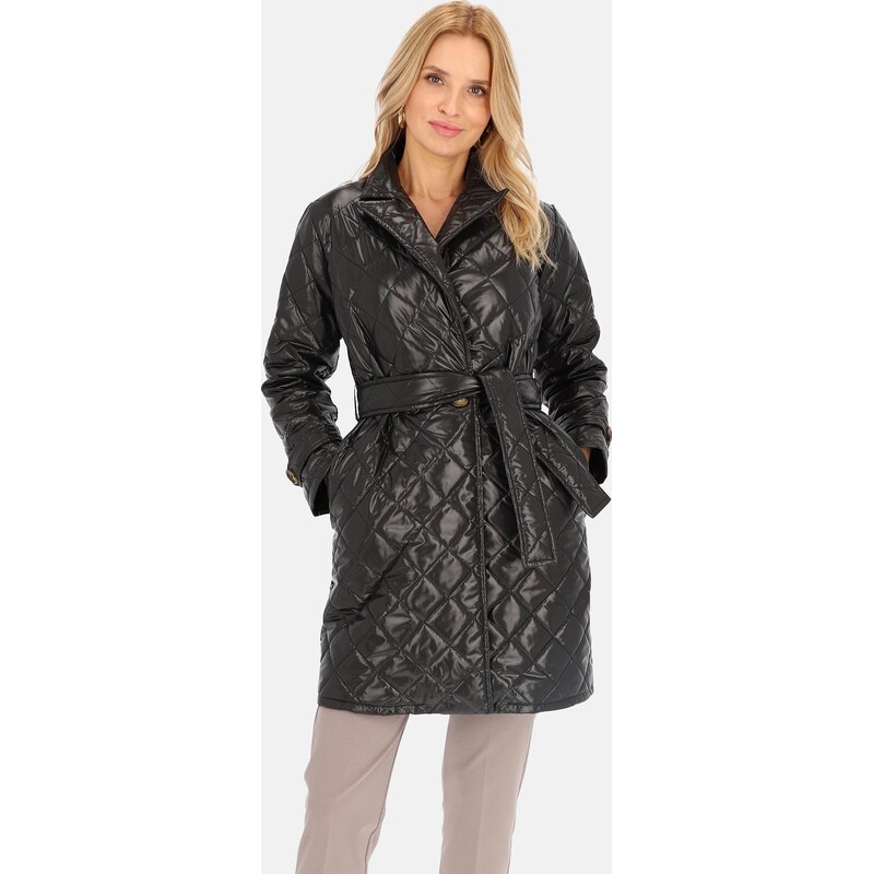 Perso Dámsky prešívaný čierny prechodný kabát BLE 241055 F - Black 63334696