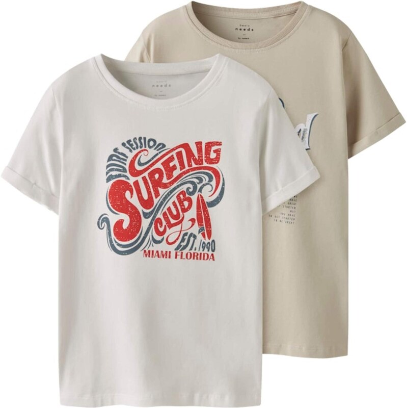 NAME IT Tričko NKMVux béžová / námornícka modrá / tmavočervená / biela 63336573