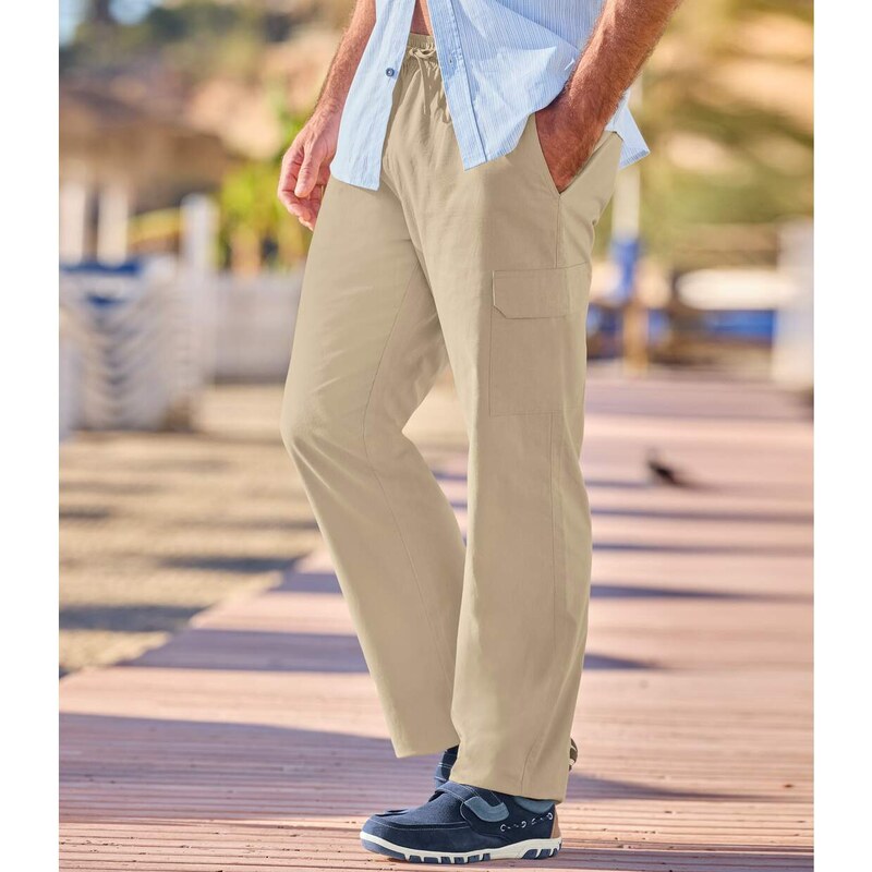 Béžové kapsáčové nohavice na voľný čas Atlas For Men Béžová 63105689