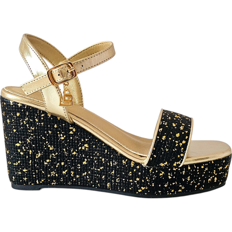 Čierne sandále na kline Laura Biagiotti Metal Black 63341199