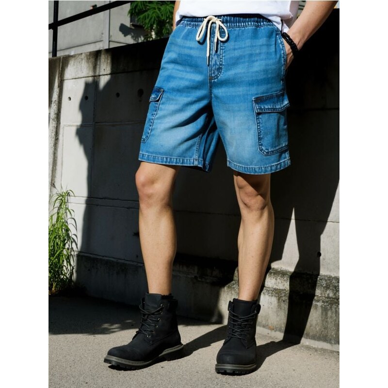 Sinsay - Rifľové kraťasy - modrá 65761892