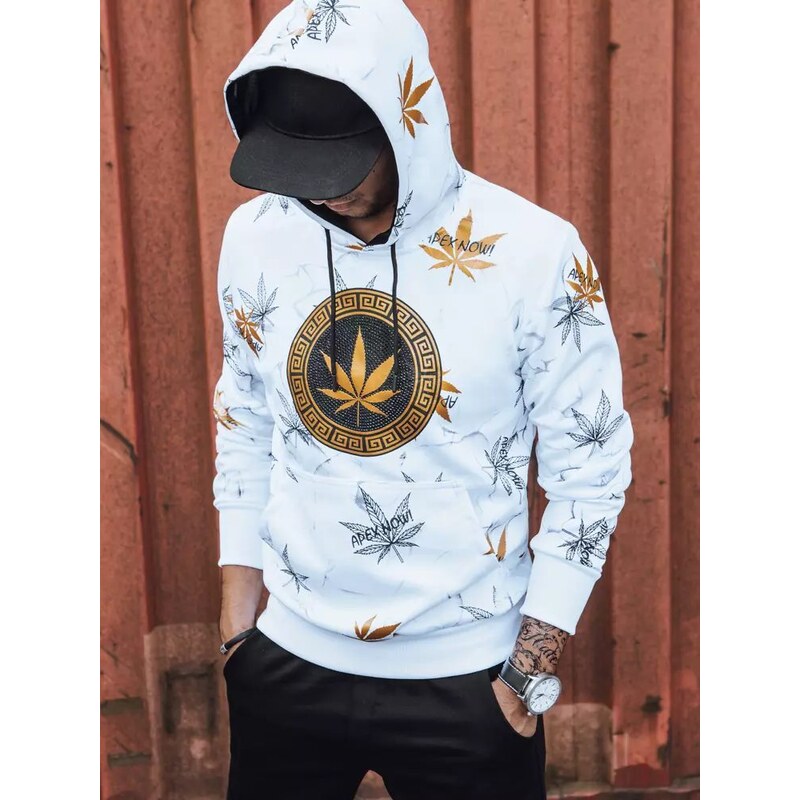 Dstreet Biela mikina s originálnou potlačou pre mužov 63343113