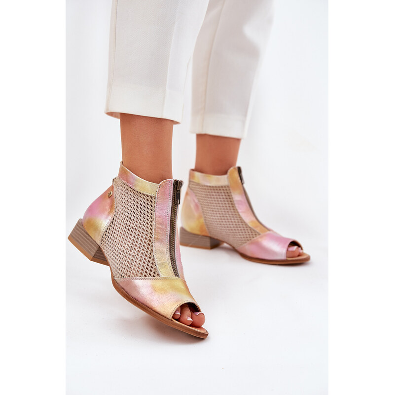 Dámske Kožené Čižmy Na Plochéj Podpätku S Odkrytými Prstami Maciejka 64681312