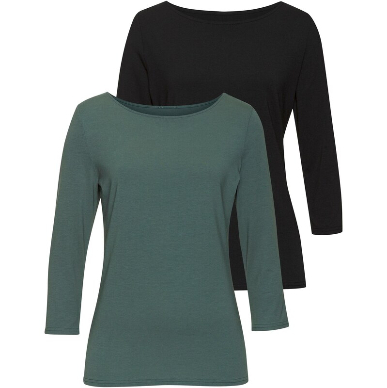 LASCANA Tričko smaragdová / čierna 63362095