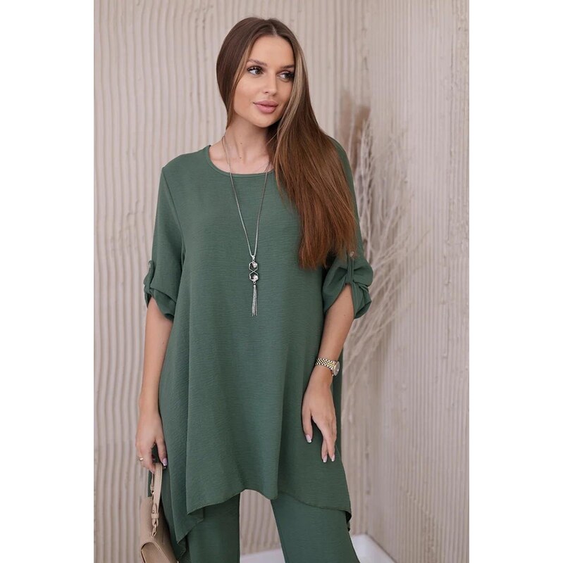 MladaModa 2-dielny komplet nohavíc a blúzky s príveskom model 1025A 64053307