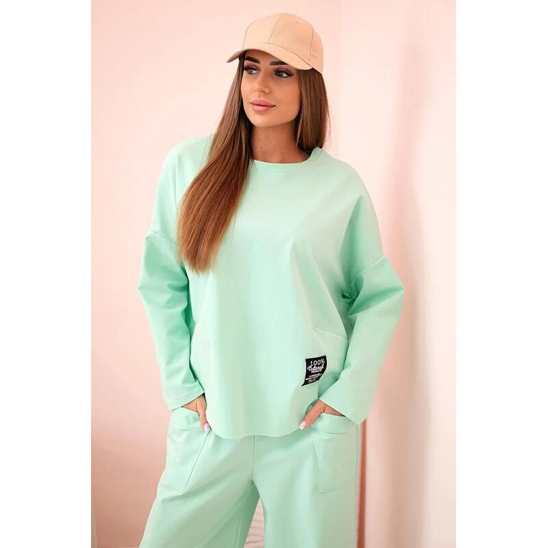 MladaModa 2-dielna bavlnená súprava mikiny a trojštvrťových teplákov 65082712