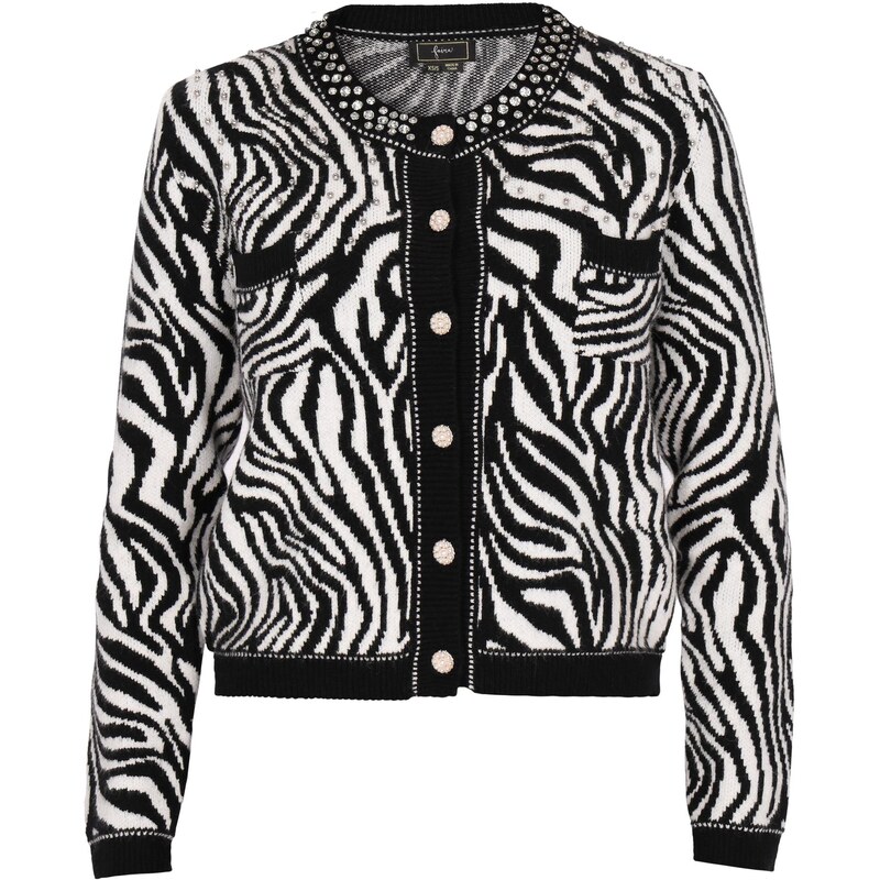 faina Kardigán čierna / biela ako vlna 63347079