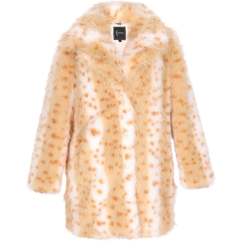 faina Zimný kabát béžová melírovaná / oranžová / biela 63347217