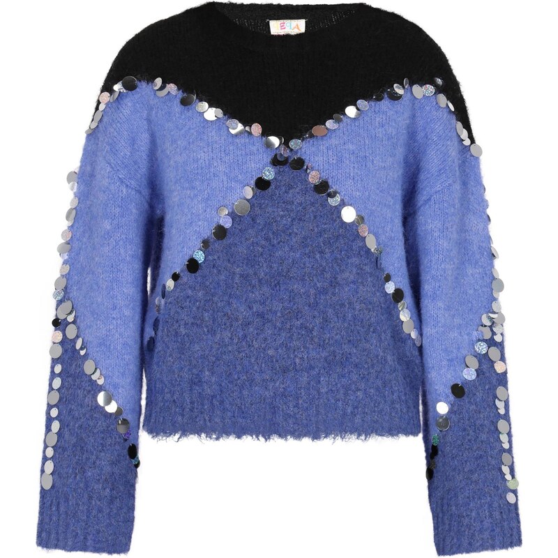 IZIA Sveter kráľovská modrá / modrá melírovaná / čierna / strieborná 63347367