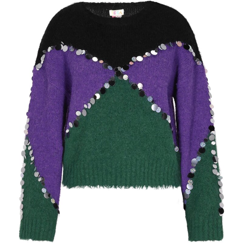 IZIA Sveter jedľová / modrofialová / čierna / strieborná 63347374