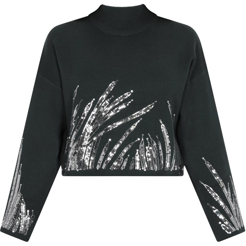 faina Sveter tmavozelená / strieborná 63347382