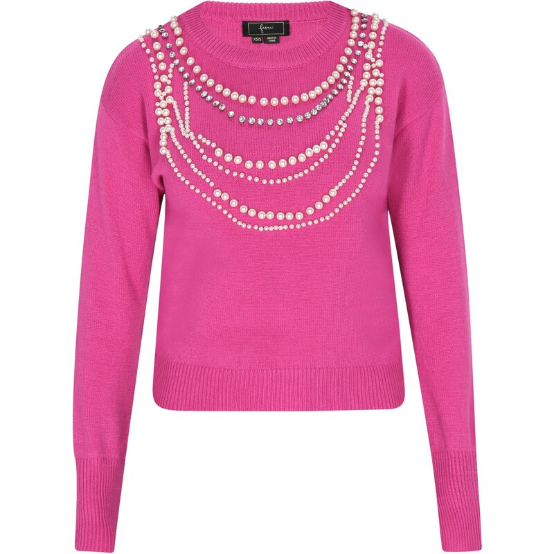 faina Sveter ružová / biela ako vlna 63347389