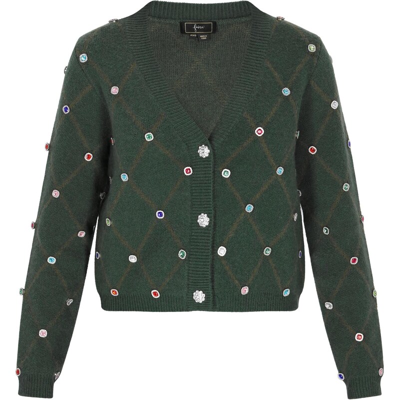 faina Kardigán kráľovská modrá / tmavozelená / ružová / strieborná 63347397