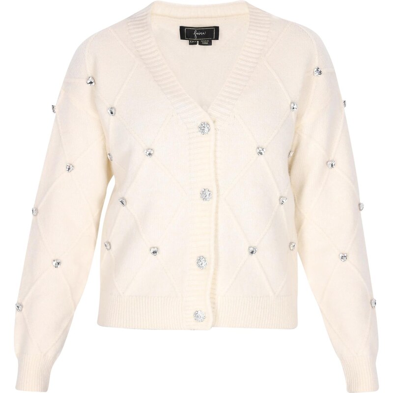 faina Kardigán strieborná / biela ako vlna 63347403