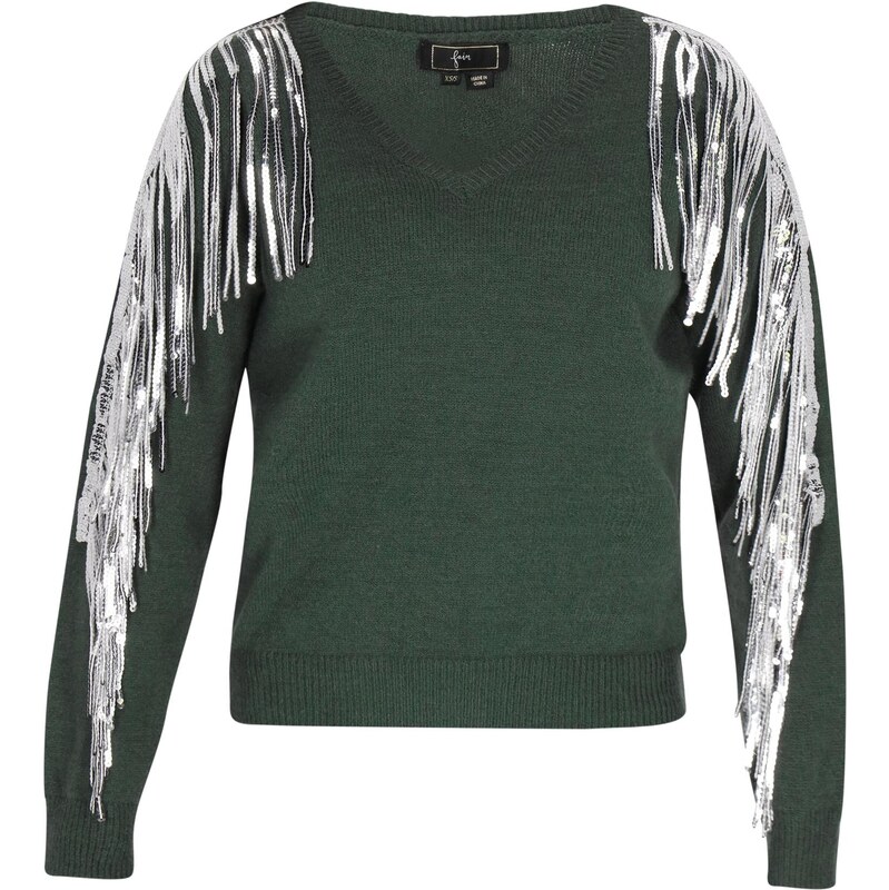 faina Sveter tmavozelená / strieborná 63347407
