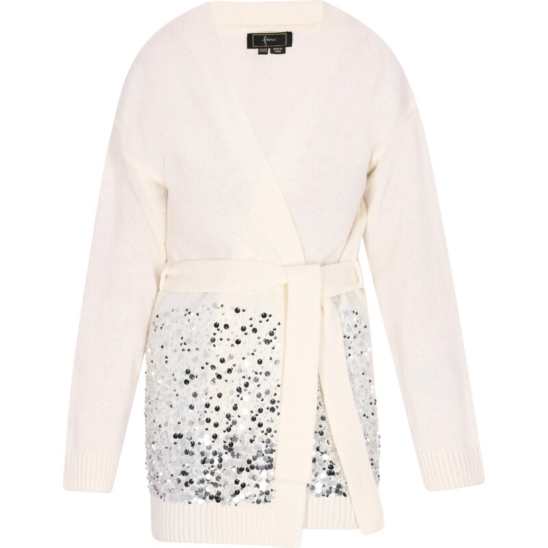 faina Kardigán strieborná / biela ako vlna 63347409