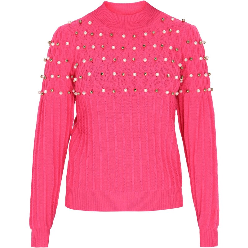 faina Sveter zlatá / fuksia / perlovo biela 63347411