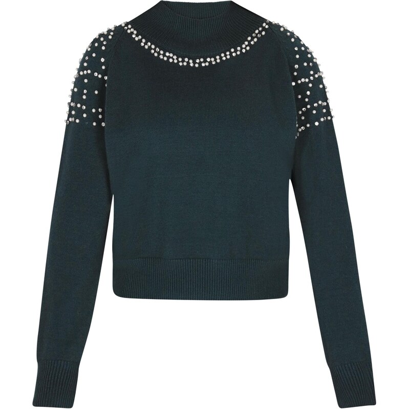 faina Sveter tmavozelená / perlovo biela 63347420